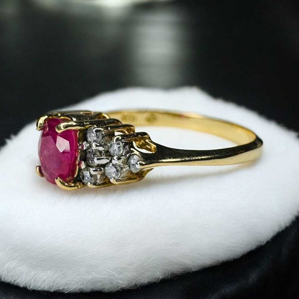 VINTAGE- 10k Gold -Natural Ruby Ring- Size 5.75 -… - image 11