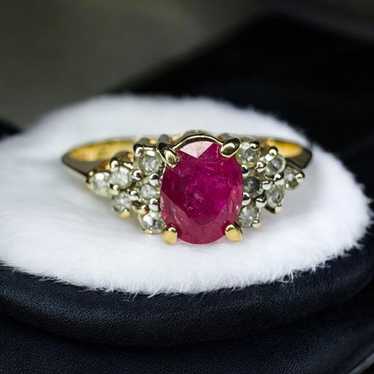 VINTAGE- 10k Gold -Natural Ruby Ring- Size 5.75 -… - image 1