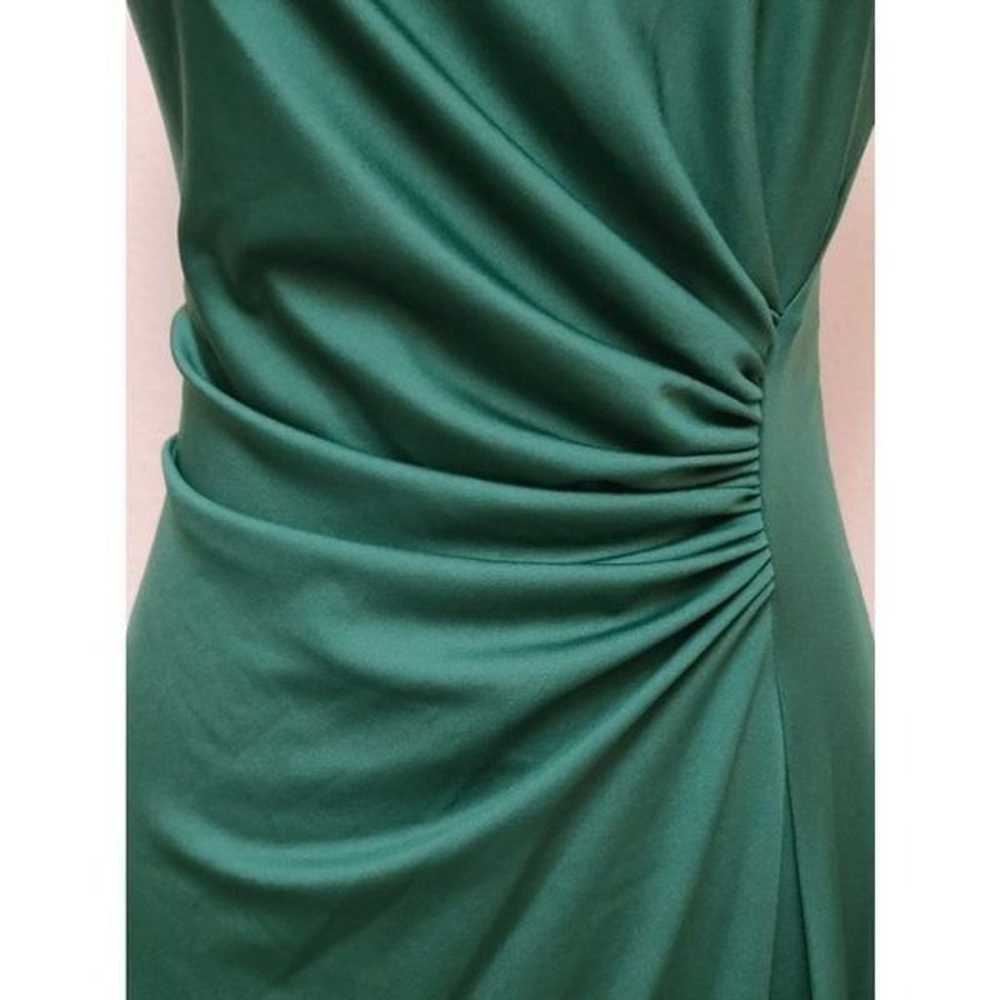 Green Sleeveless Ruched Waist Flowy A-line Hi-Lo … - image 11