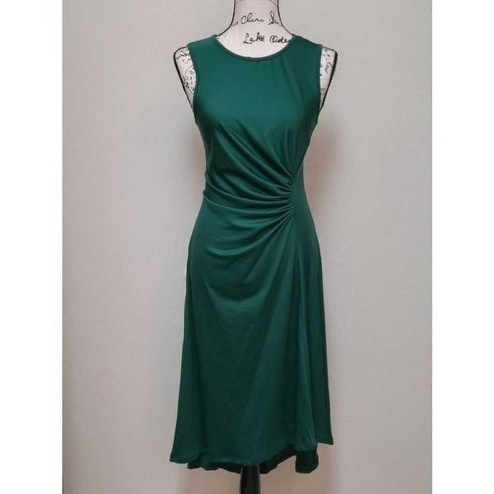 Green Sleeveless Ruched Waist Flowy A-line Hi-Lo … - image 7