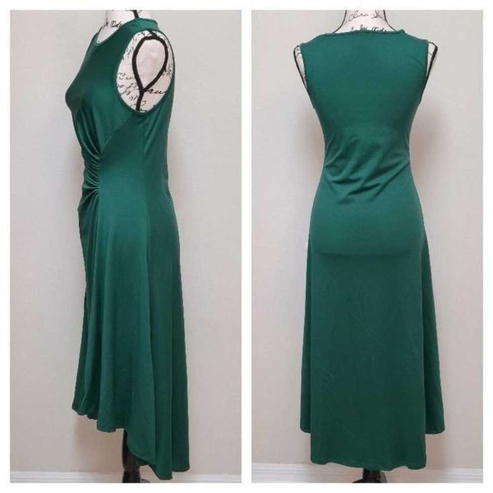 Green Sleeveless Ruched Waist Flowy A-line Hi-Lo … - image 9