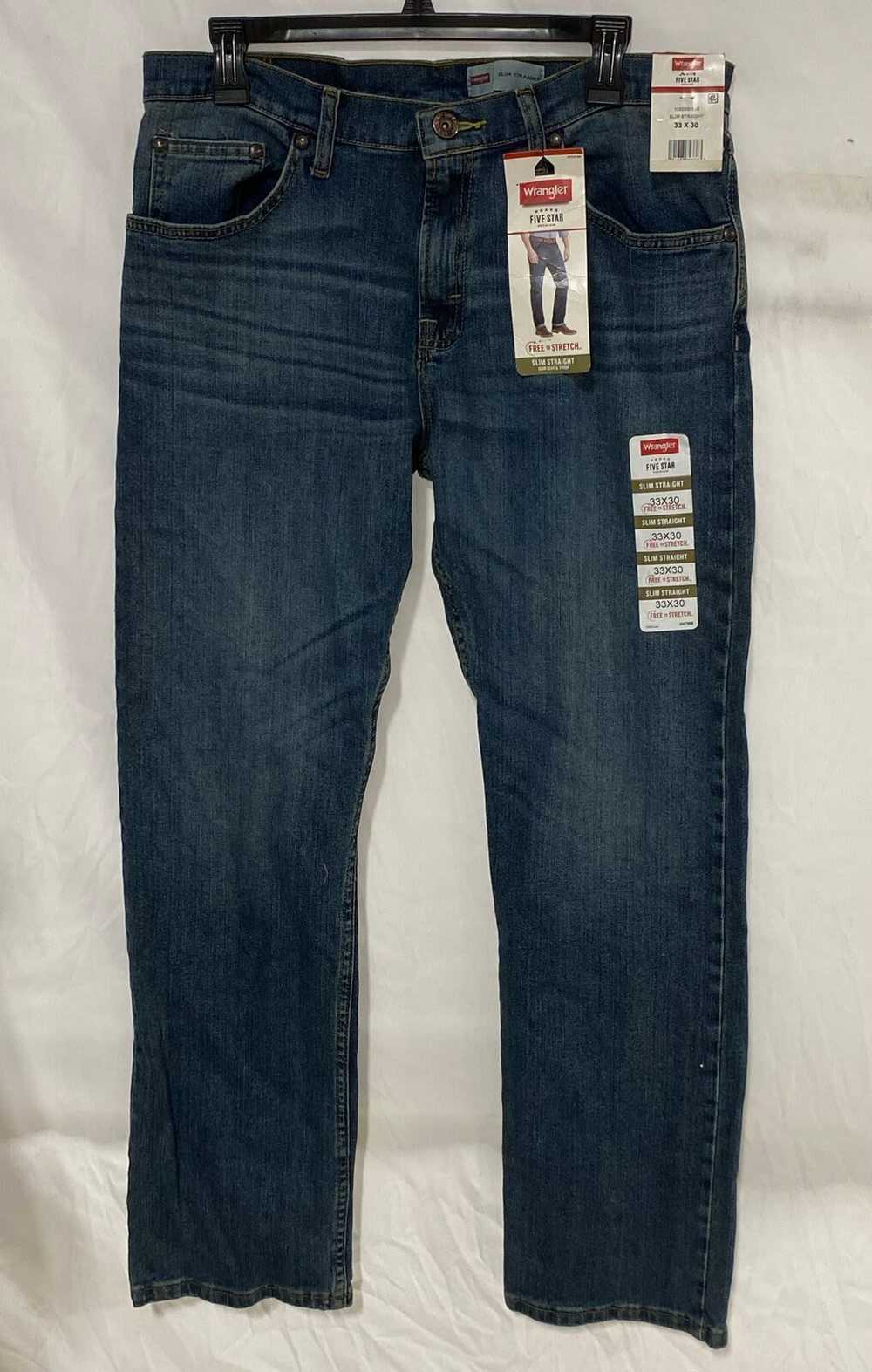 NWT Wrangler Mens Blue Cotton Blend Denim Slim Fi… - image 1