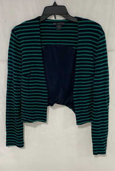 Armani Exchange Womens Green Navy Striped Long Sle