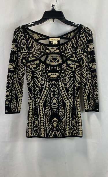 Arden B Womens Black Tan Geometric Cut Outs Long S