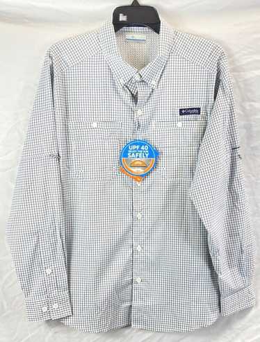 NWT Columbia Mens White Gray Check Omni-Shade UPF… - image 1