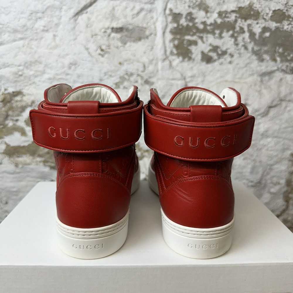 Gucci Gucci Red Leather Monogram High Top Sneaker… - image 5