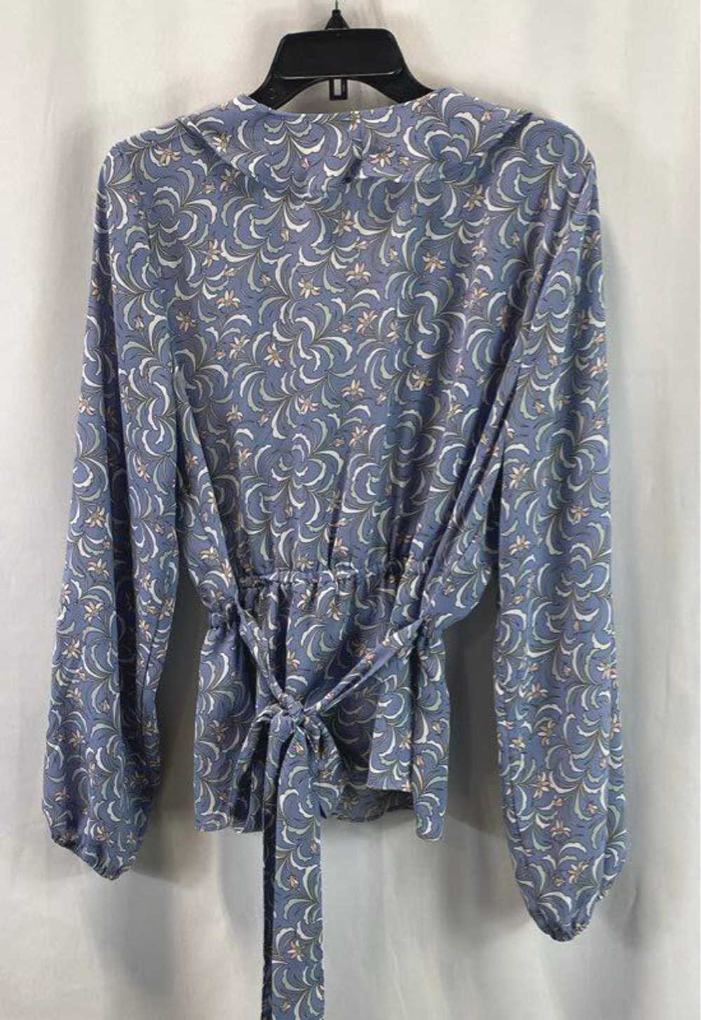 NWT Max Studio Womens Blue Floral Long Sleeve Ruf… - image 2