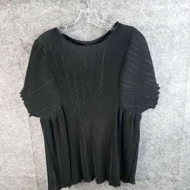 All Black New Agnes & Dora Pleated Blouse Top Wome