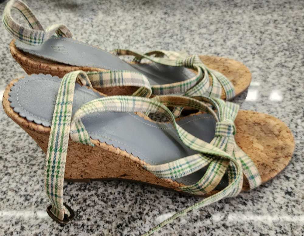 Gap Gap Vintage Green Blue Plaid Knot Sandals Wed… - image 4