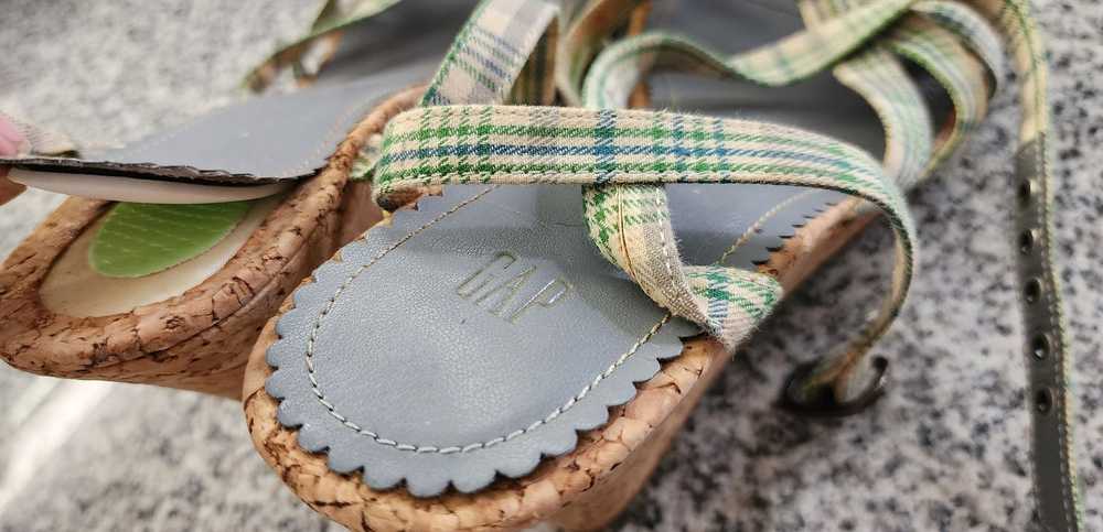 Gap Gap Vintage Green Blue Plaid Knot Sandals Wed… - image 5