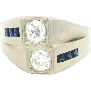 Antique Art Deco 20k White Gold Sapphire & Dual O… - image 1