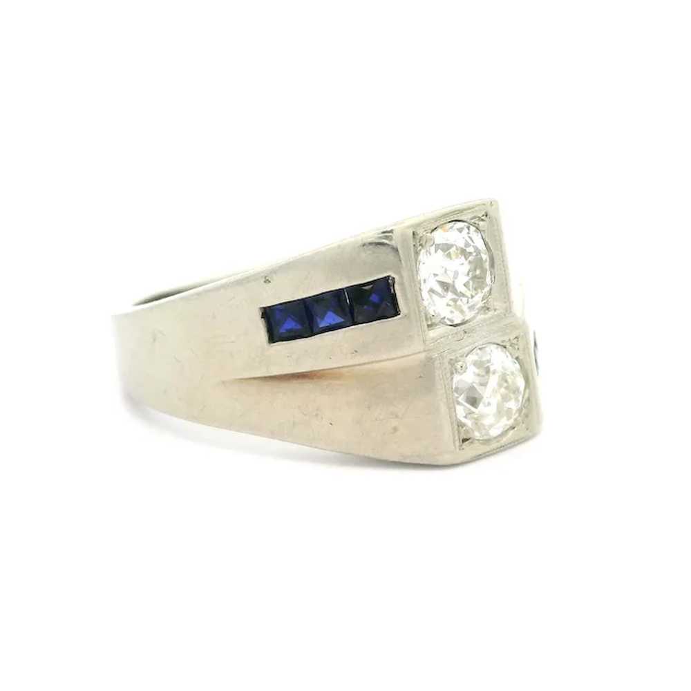 Antique Art Deco 20k White Gold Sapphire & Dual O… - image 3