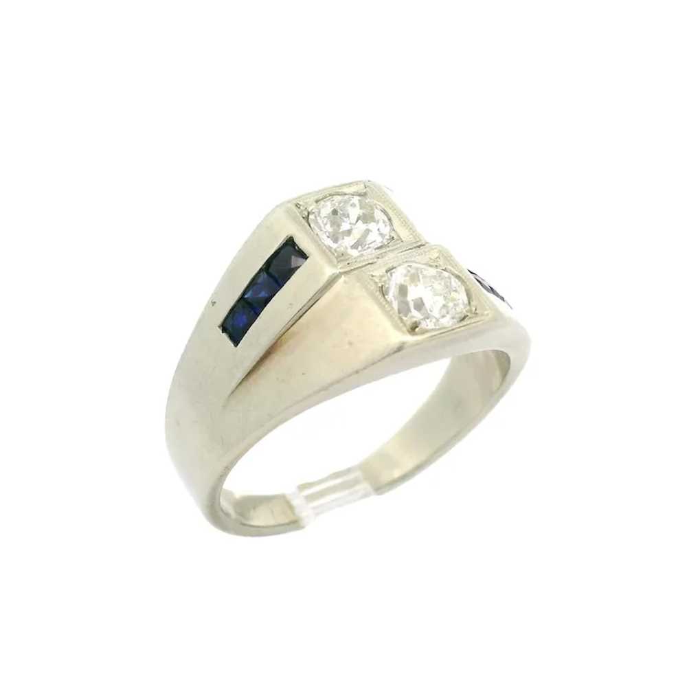 Antique Art Deco 20k White Gold Sapphire & Dual O… - image 9