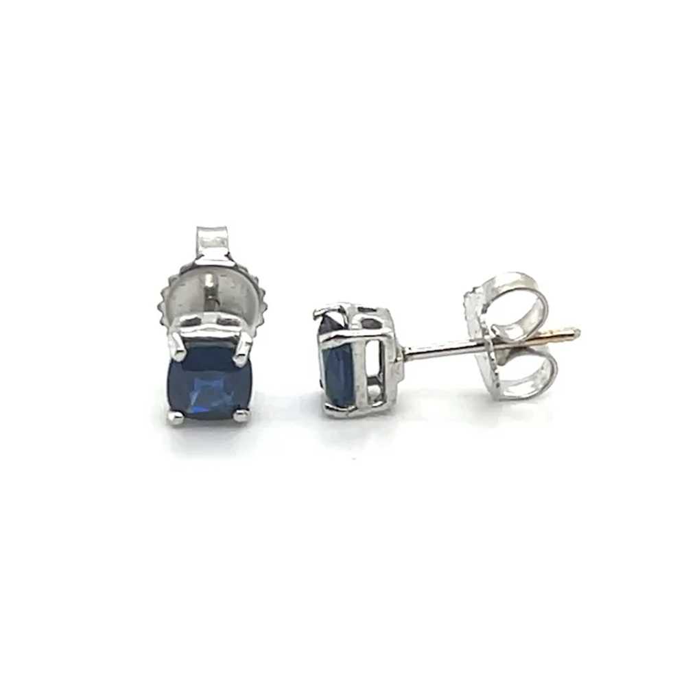 2 Ct Cushion Cut Sapphire Stud Earring, - image 3