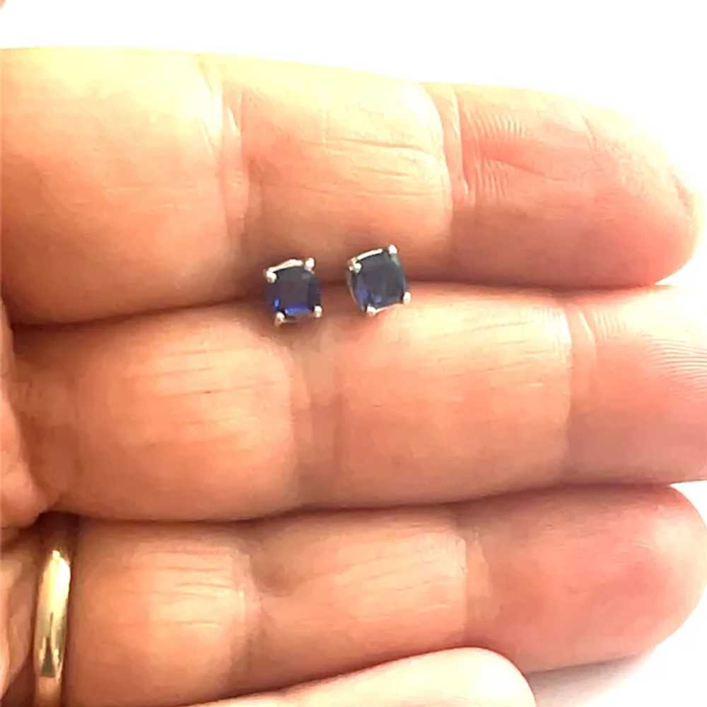 2 Ct Cushion Cut Sapphire Stud Earring, - image 4