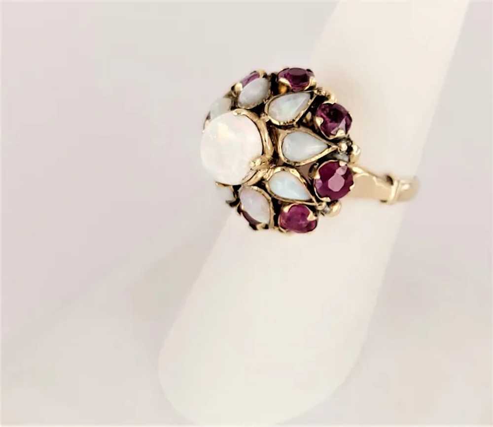 Opal & Ruby Cluster Ring - image 2