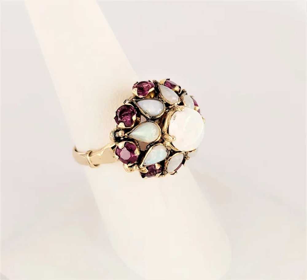 Opal & Ruby Cluster Ring - image 4