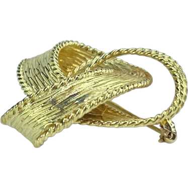 Tiffany & Co 18K Ribbon Knot texture brooch JR9226 - image 1