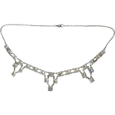 Art Deco Sterling Open Back Crystal Necklace - image 1