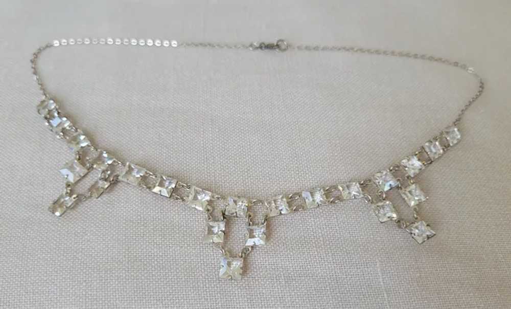 Art Deco Sterling Open Back Crystal Necklace - image 2