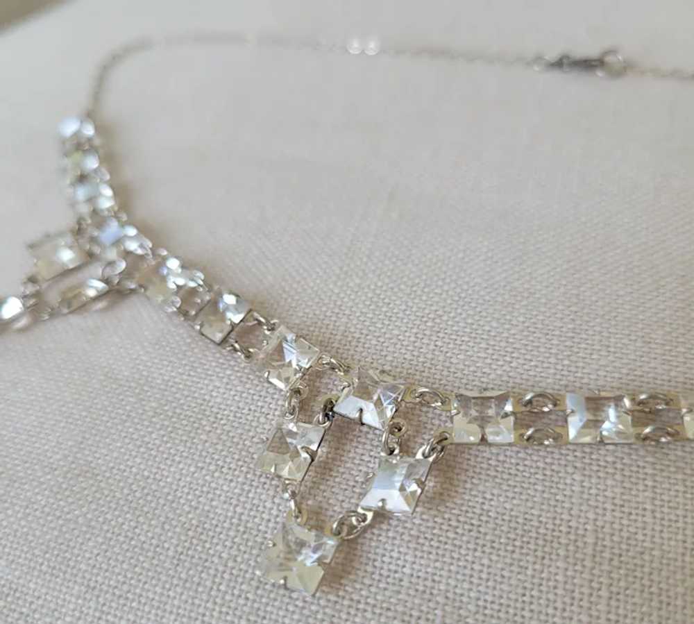 Art Deco Sterling Open Back Crystal Necklace - image 4