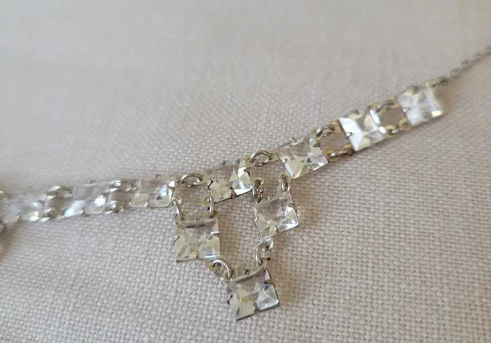 Art Deco Sterling Open Back Crystal Necklace - image 5