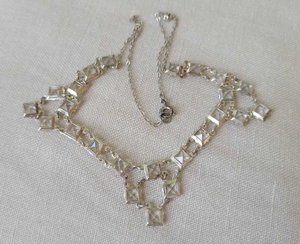 Art Deco Sterling Open Back Crystal Necklace - image 8