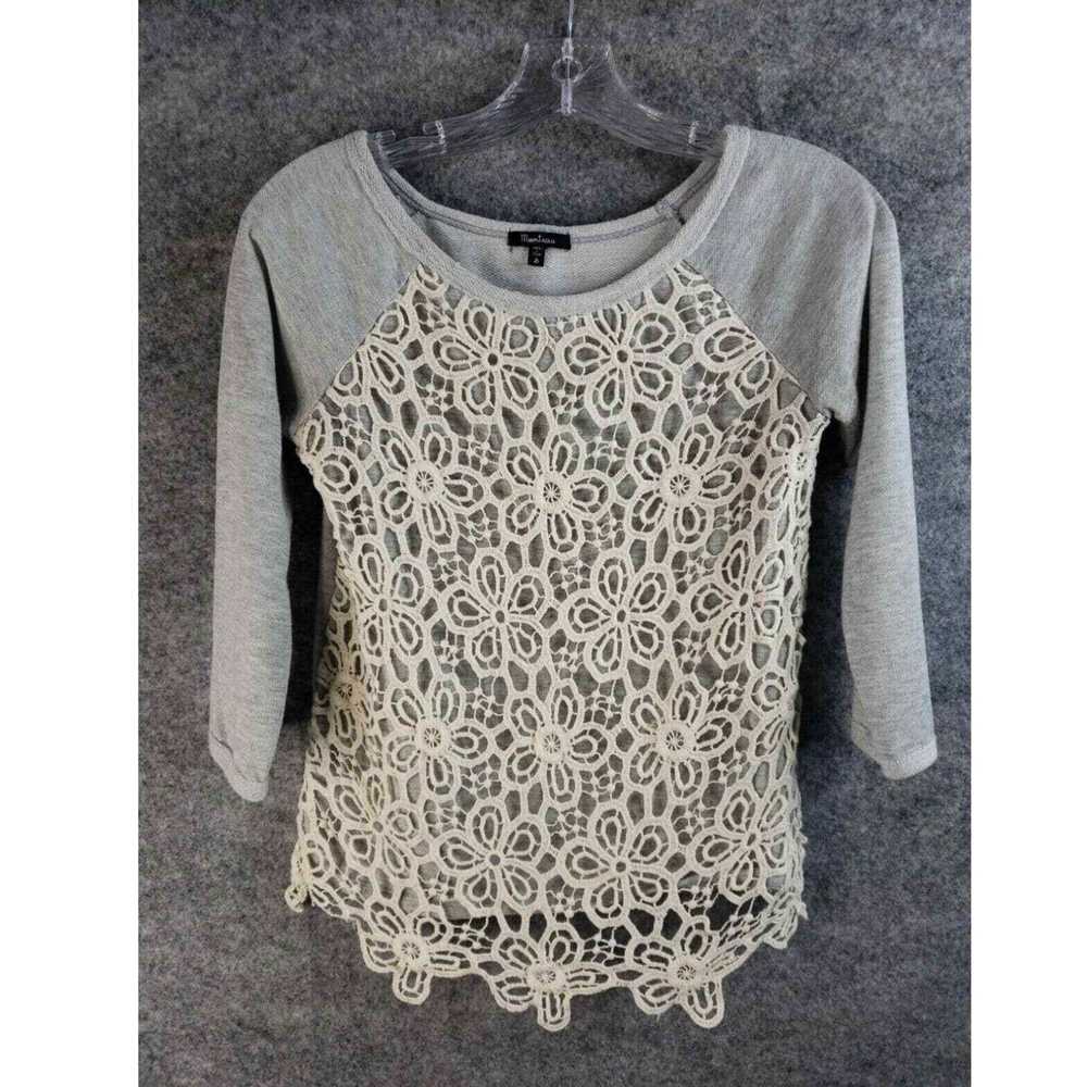 Vintage Monteau Embroidered Crochet Blouse Top Wo… - image 1