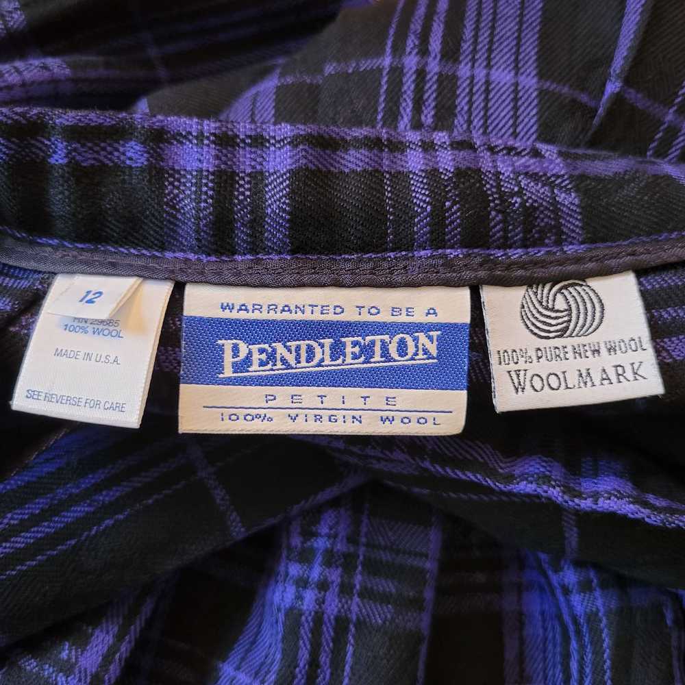 Pendleton Pendleton Purple Black Plaid Wool Pleat… - image 3