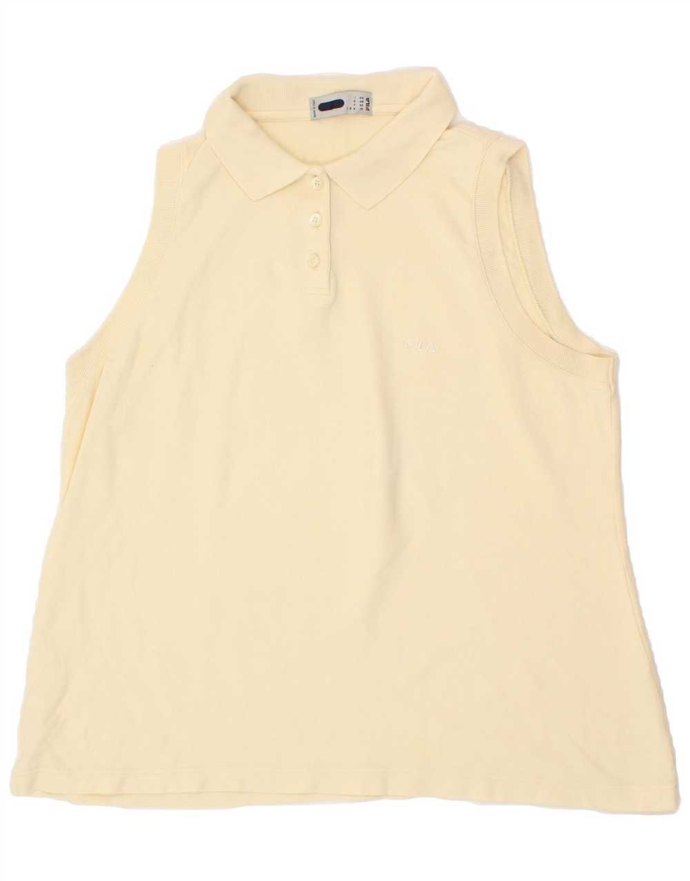 FILA Womens Sleeveless Polo Shirt EU 50 3XL Yello… - image 1