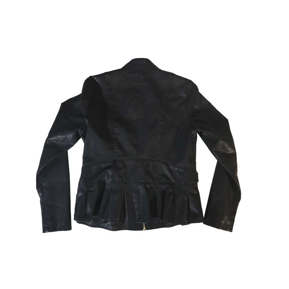 Vintage Baccini Womens Black Ruffled Zip Faux Lea… - image 2