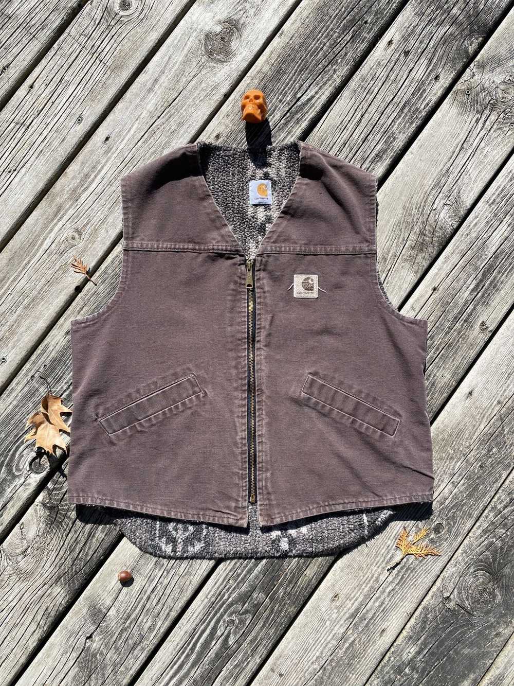 Carhartt × Vintage 90s Carhartt faded brown aztec… - image 1