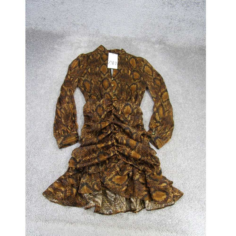 Zara Zara Mini Dress Womens Xs Ruffle Animal Prin… - image 1