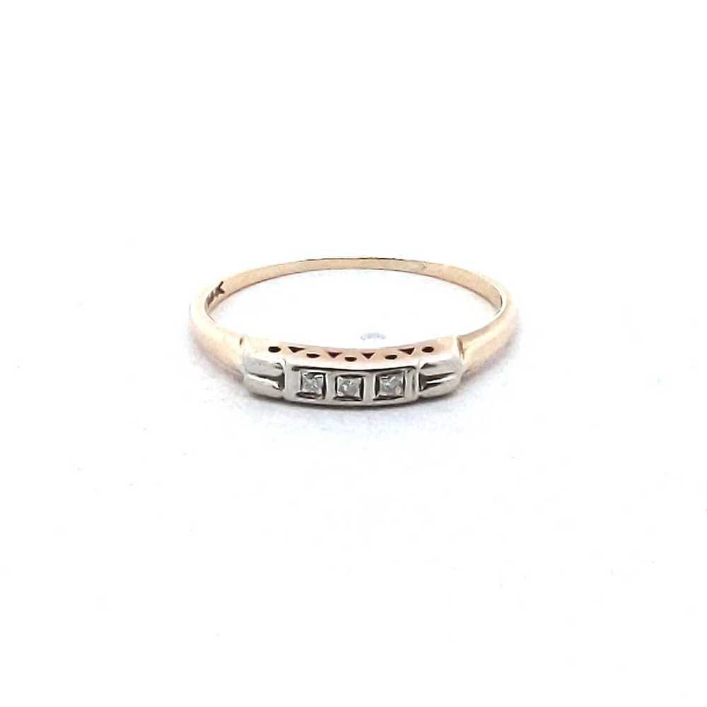 Vintage 14k Two Tone Gold Diamond Band - image 1