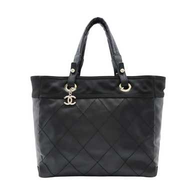 Chanel Paris Biarritz Black Canvas Tote Bag (Pre-… - image 1