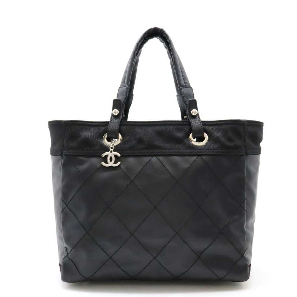 Chanel Paris Biarritz Black Canvas Tote Bag (Pre-… - image 4