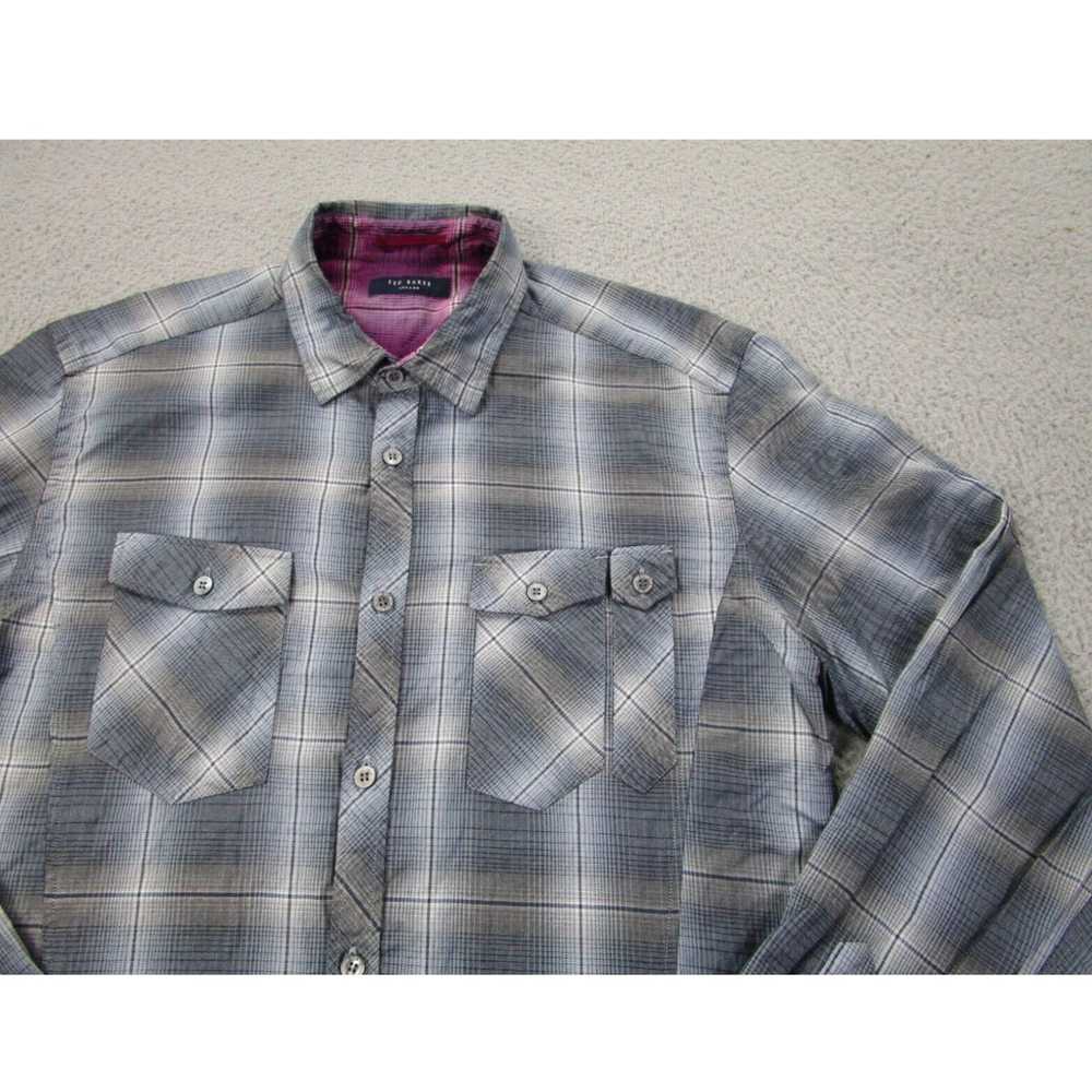 Ted Baker Ted Baker Shirt Mens M Gray Blue Plaid … - image 2