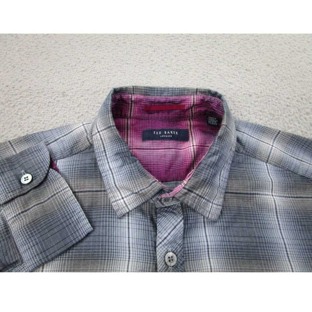 Ted Baker Ted Baker Shirt Mens M Gray Blue Plaid … - image 3