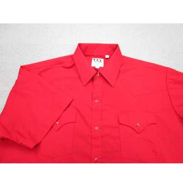 Vintage Ely Cattleman Shirt mens XL 17.5 Red Pear… - image 1