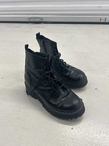 Designer Stylish Black Leather Combat Boots