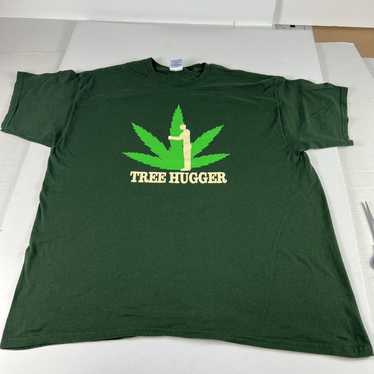 Gildan Y2K Tree Hugger Marijuana Funny Green Faded