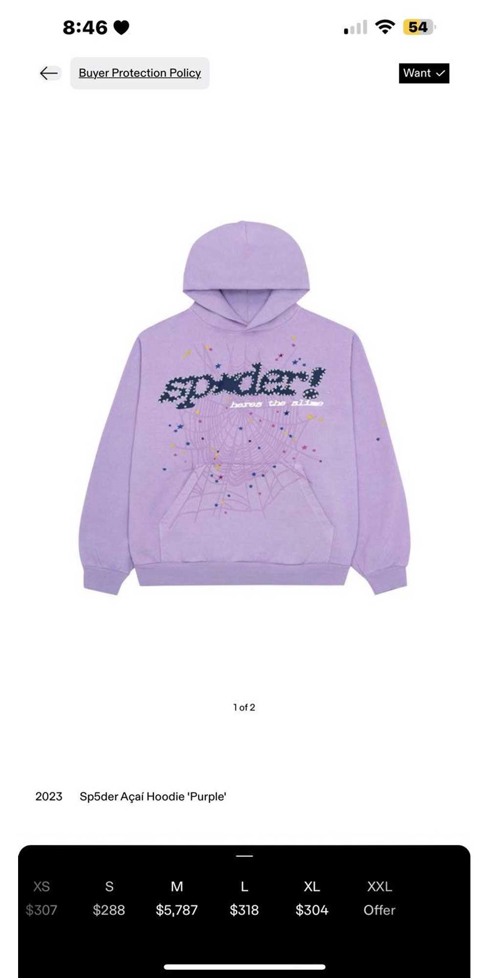 Designer Sp5der Açai Hoodie 'Purple' - image 3