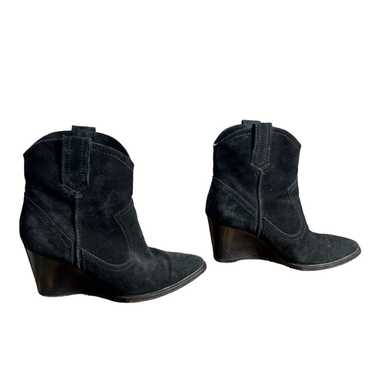 Aquatalia Black Suede Wedged Ankle Boot Bootie 6.5 - image 1