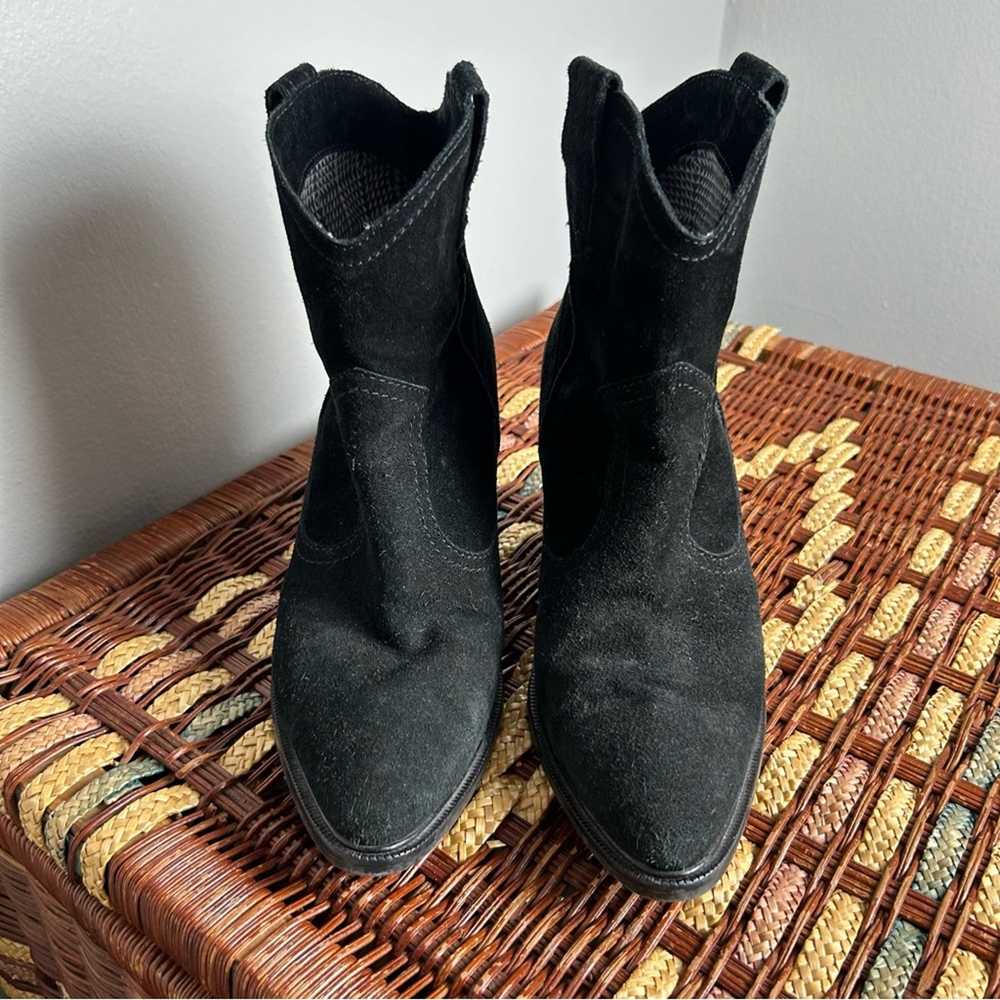 Aquatalia Black Suede Wedged Ankle Boot Bootie 6.5 - image 3