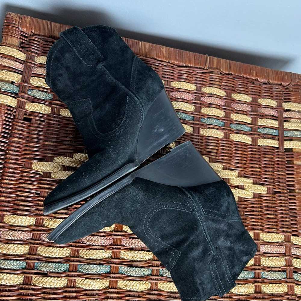 Aquatalia Black Suede Wedged Ankle Boot Bootie 6.5 - image 7