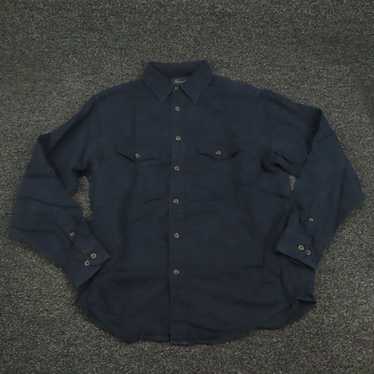 Roundtree & Yorke Navy Blue Flannel Long Sleeve Bu