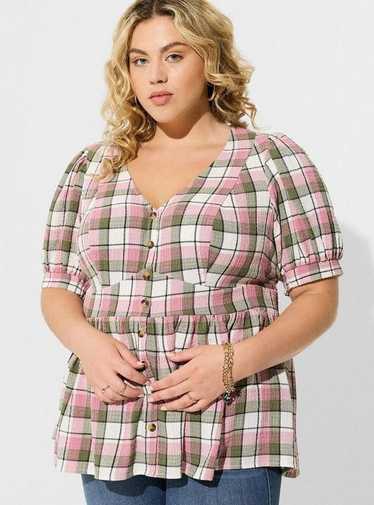 Torrid Torrid Babydoll Crinkle Flannel Gauze Butto