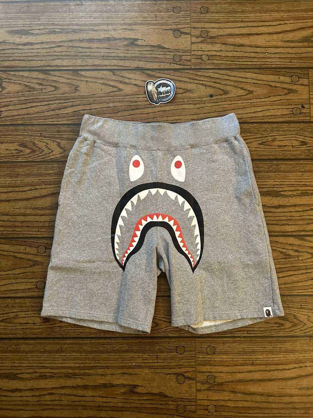 Bape Bape Grey Shark Sweat Shorts - image 1