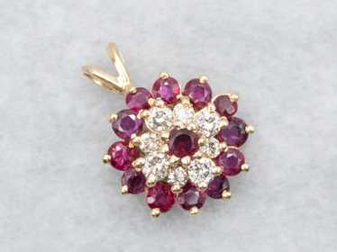 Twinkling Ruby and Diamond Halo Pendant - image 1