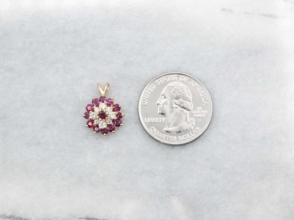 Twinkling Ruby and Diamond Halo Pendant - image 3